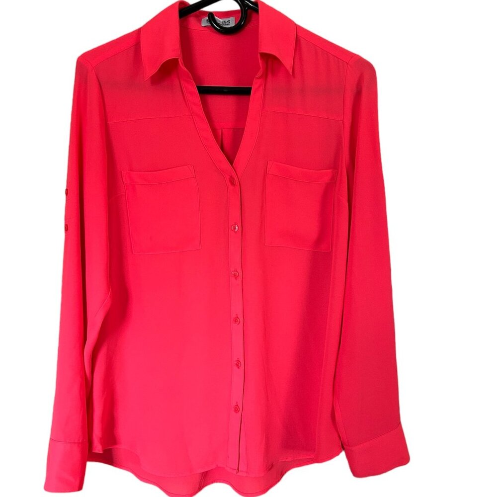 Express Women’s The Portofino Shirt in Coral Button-Down Blouse Size Smal